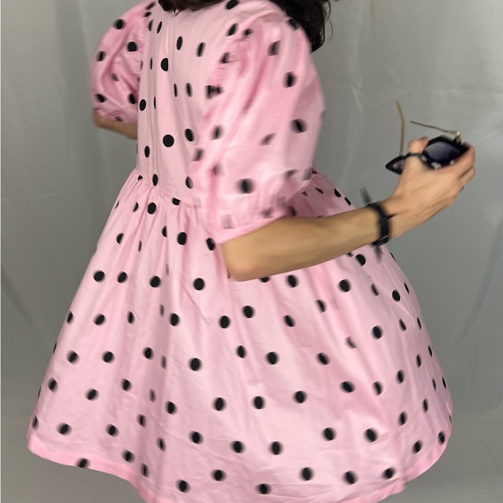 Over sized pink and black polka dot dress